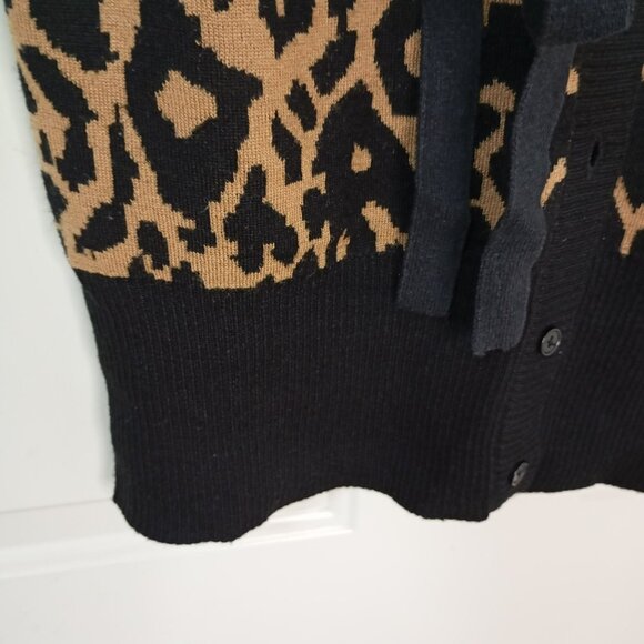 Premise Womens Leopard Print Cardigan Sweater S Wool Blend Bohemia - Picture 4 of 10